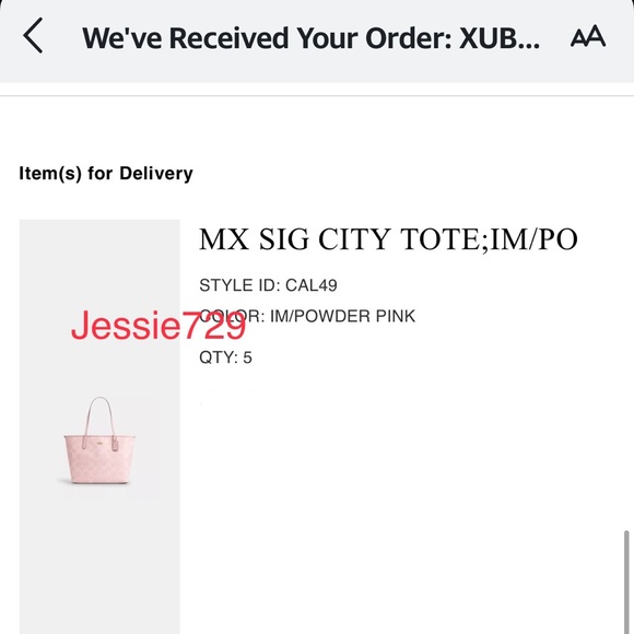 NWT！COACH CITY TOTE IN SIGNATURE CANVAS（COACH CAL49）powder pink FAST SHIPPING - Picture 10 of 10